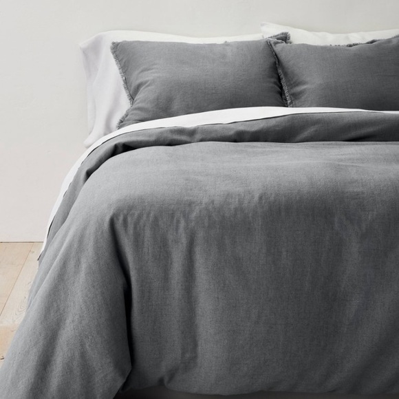Casaluna used dark grey king linen duvet cover. Some pulls as shown in pics. - Picture 9 of 15